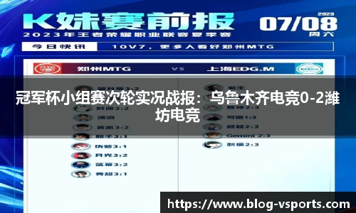 冠军杯小组赛次轮实况战报：乌鲁木齐电竞0-2潍坊电竞